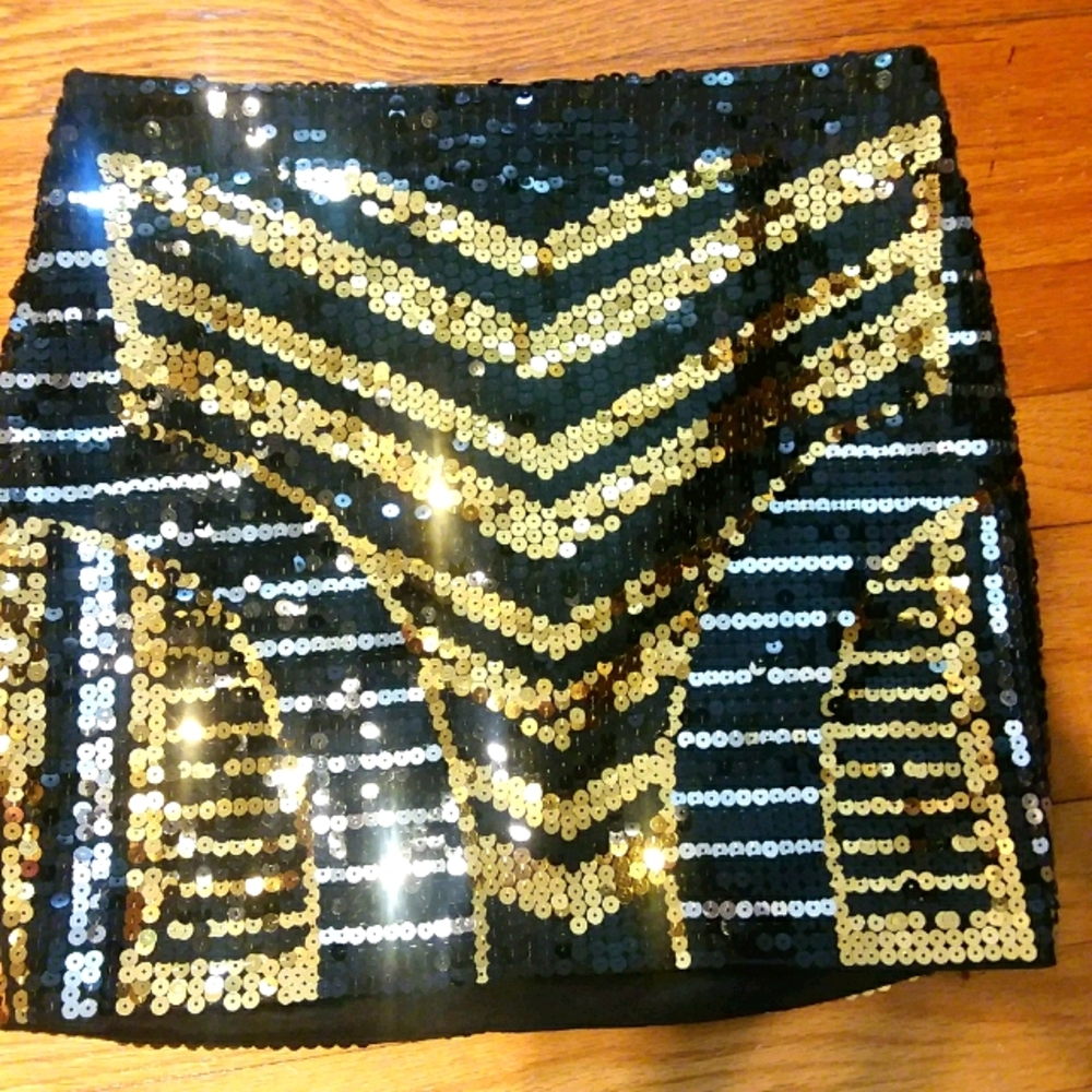 Gold Sequin Mini Skirt
